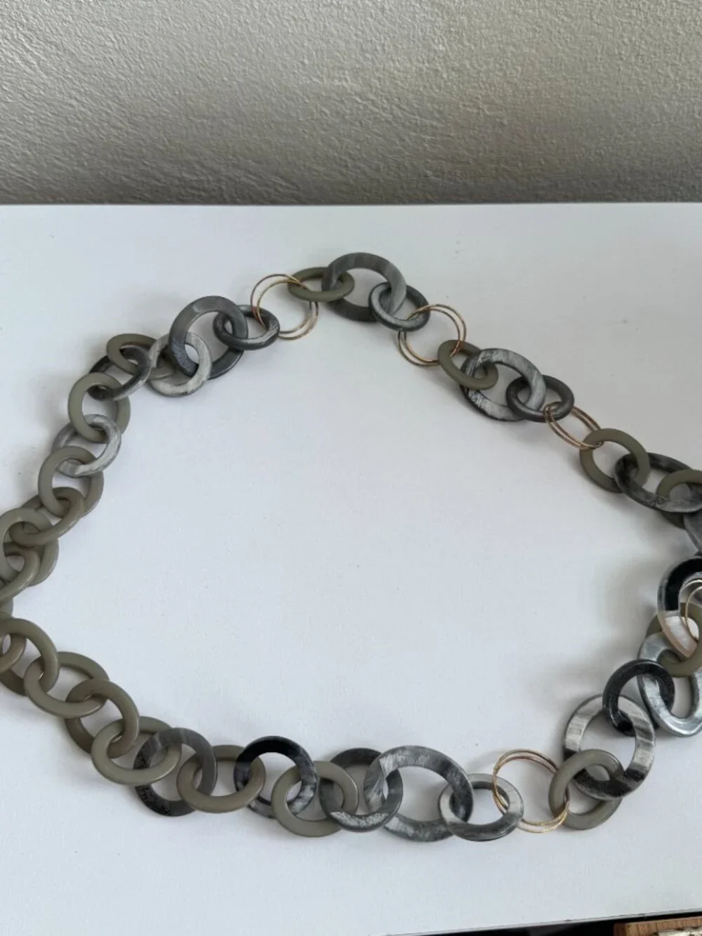 Rush by Denis & Charles Statement Link Necklace Gray Taupe Acrylic Resin Chunky